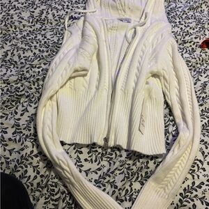 Elegant White Women's Cable Knit Cardigan